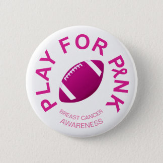 Football Play for Breast Cancer Awareness Button