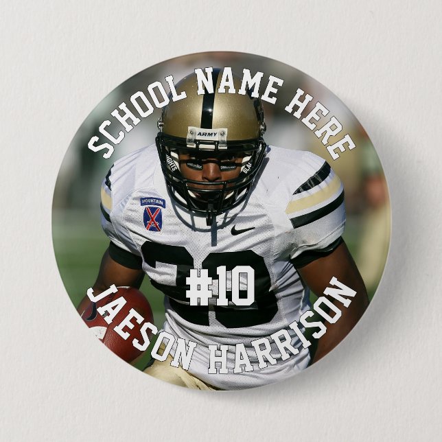Football Player Add Name Number Team and Photo Button (Front)