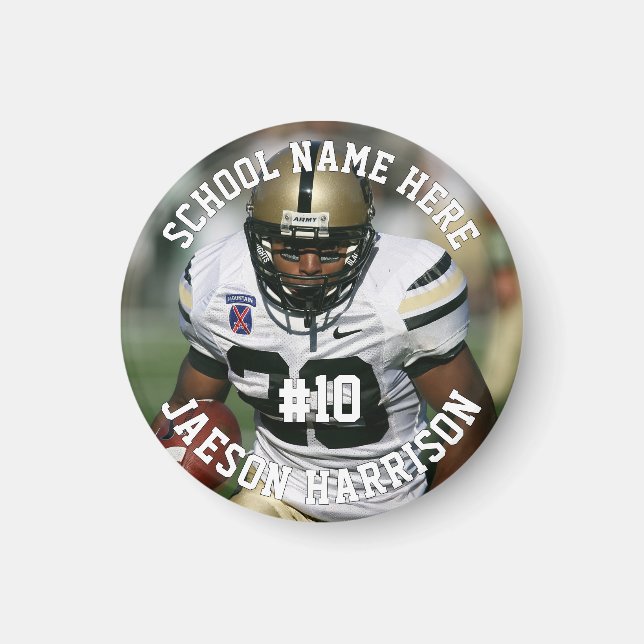Football Player Add Name Number Team and Photo Magnet (Front)
