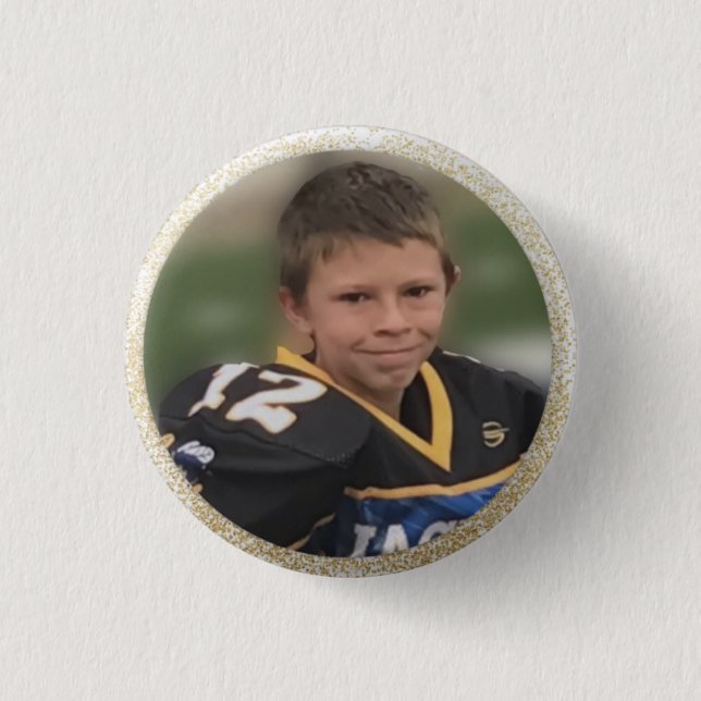 Football Player Add Own Photo Pinback Button (Front)