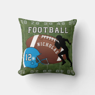Football Player and Blue Helmet Throw Pillow