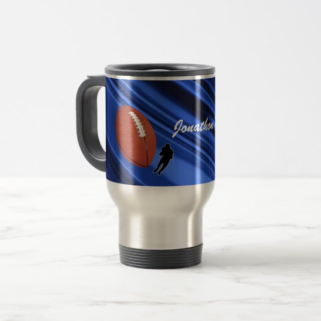 Football Player and Football personalize Travel Mug (Front Left)