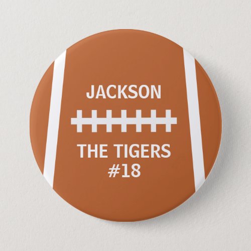 Football Player Ball Cool Custom Team and Number Button
