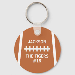 Football Player Ball Cool Custom Team and Number Keychain