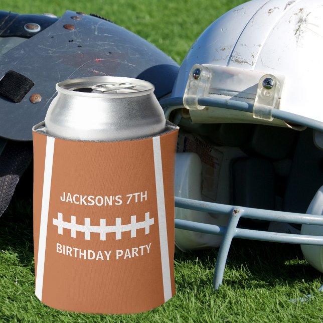 Football Player Ball Custom Sports Birthday Party Can Cooler (Creator Uploaded)