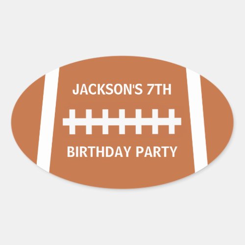 Football Player Ball Custom Sports Birthday Party Oval Sticker