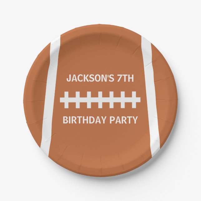 Football Player Ball Custom Sports Birthday Party Paper Plates (Front)