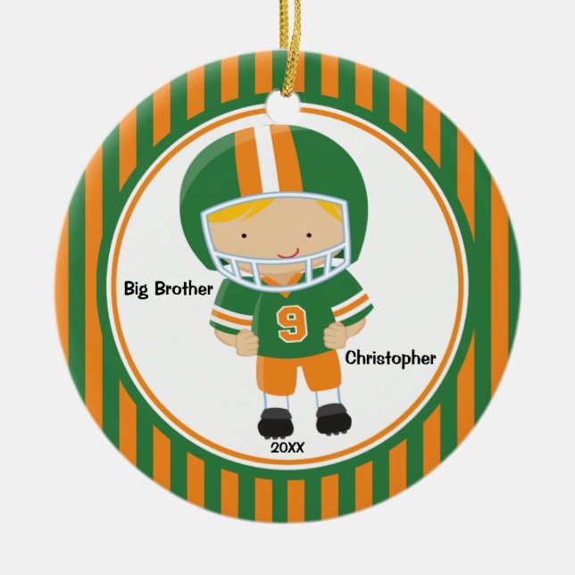 Football Player Big Brother Christmas Ornament (Front)