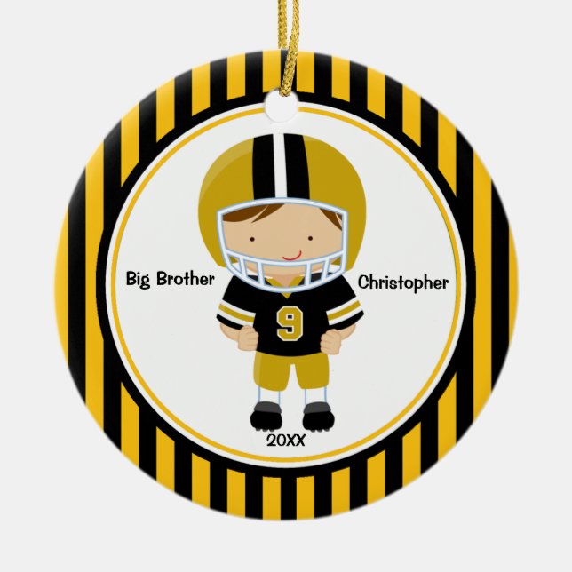 Football Player Big Brother Christmas Ornament (Front)