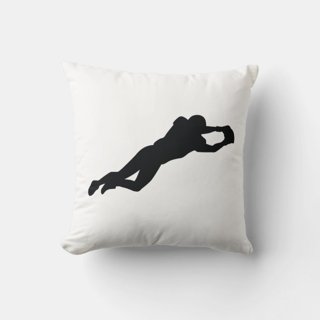 Football Player Black Silhouette Throw Pillow (Front)