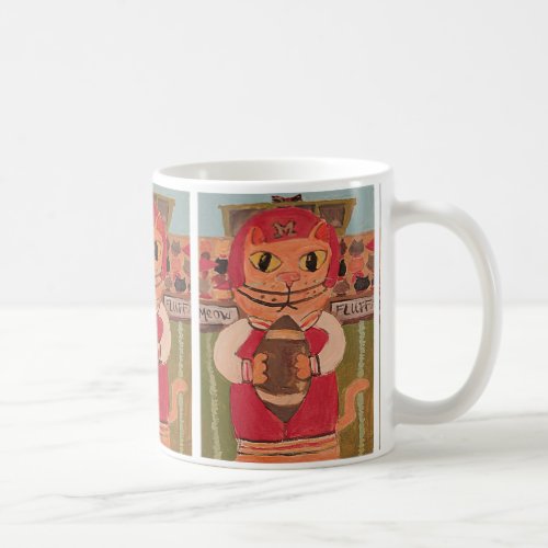 Football Player Cat Folk Art Coffee Mug