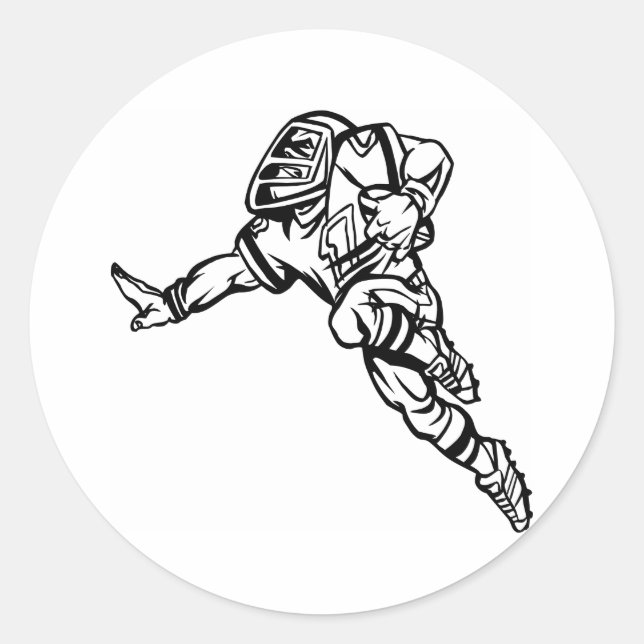 Football Player Classic Round Sticker (Front)