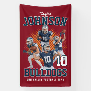 Football Player Custom Photo Retro Bootleg Sports Banner