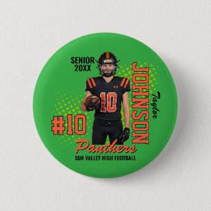 Football Player Custom Photo Senior Night Sports Button
