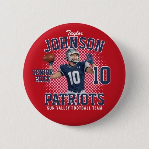 Football Player Custom Photo Senior Sports Day Button