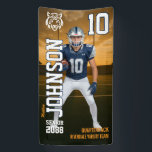 Football Player Custom Sports Senior Night Banner<br><div class="desc">Personalized senior sports banner for athlete and sports player. This customizable design template is perfect for homecoming sports event, senior night, sports award banquet or graduation party décor for your athlete son, daughter or student. It's a great way to display player portrait and memories from their sports games. The design...</div>