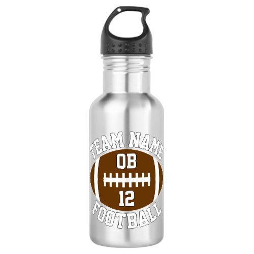 Football Player Custom Team Name Position  Number Stainless Steel Water Bottle