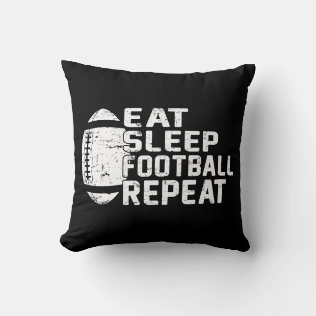 Football Player Eat Sleep Football Repeat Love Foo Throw Pillow (Front)