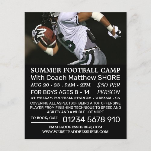 Football Player Football Camp Advertising Flyer