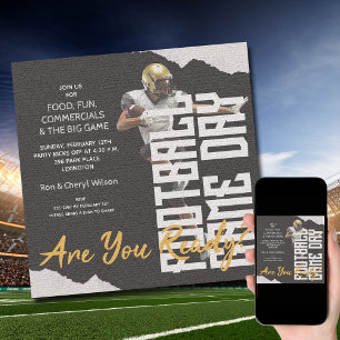 Football Player Game Day Black Invitation