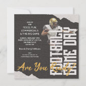 Football Player Game Day Black Invitation (Front)