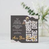 Football Player Game Day Black Invitation (Standing Front)