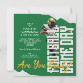 Football Player Game Day Green Invitation (Front)