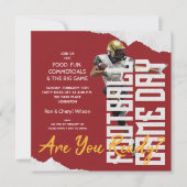 Football Player Game Day Red Invitation (Front)