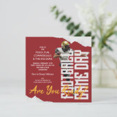 Football Player Game Day Red Invitation (Standing Front)