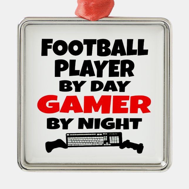 Football Player Gamer Metal Ornament (Front)