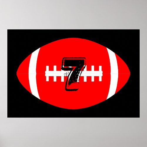Football Player Giant Red Football Jersey Number Poster