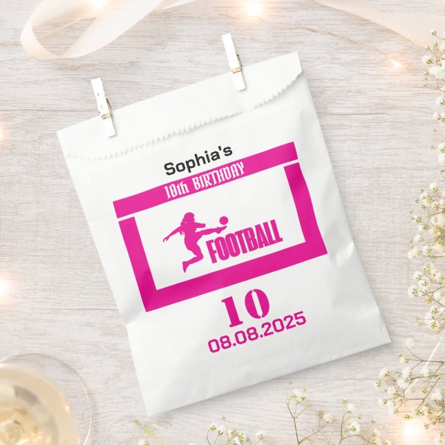 Football Player Girl, Birthday Girl Team  Favor Bag (Clipped)