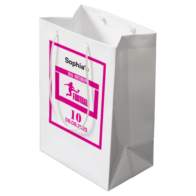 Football Player Girl, Birthday Girl Team  Medium Gift Bag (Back Angled)