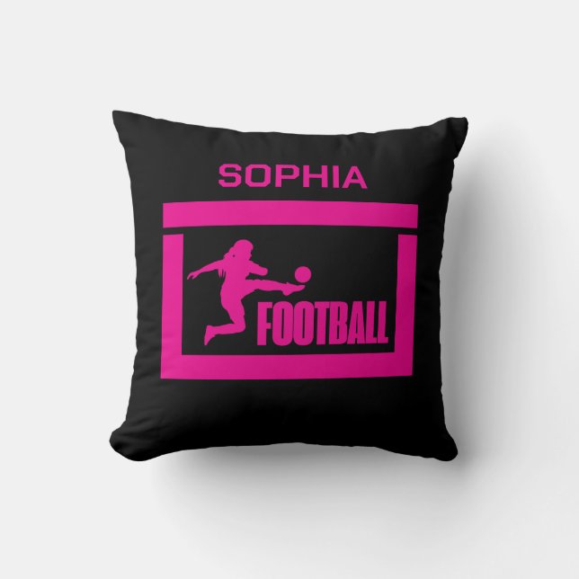 Football Player Girl, Birthday Girl Team  Throw Pillow (Front)