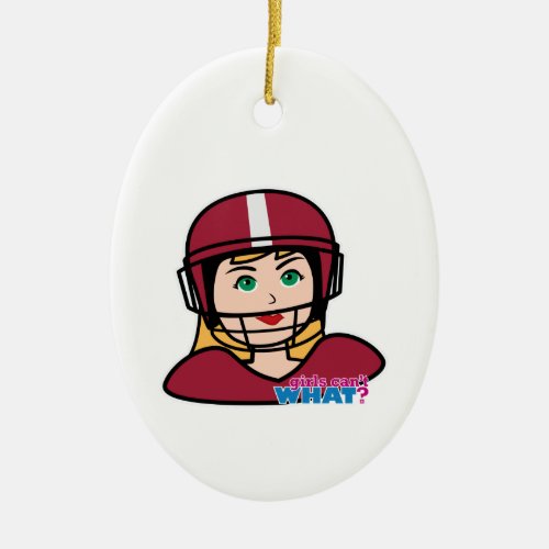 Football Player Girl Ceramic Ornament