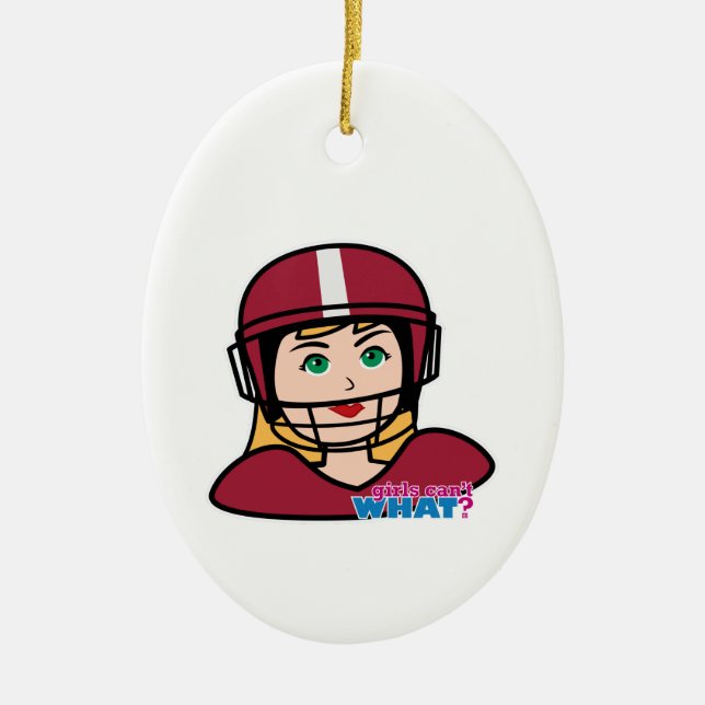 Football Player Girl Ceramic Ornament (Front)