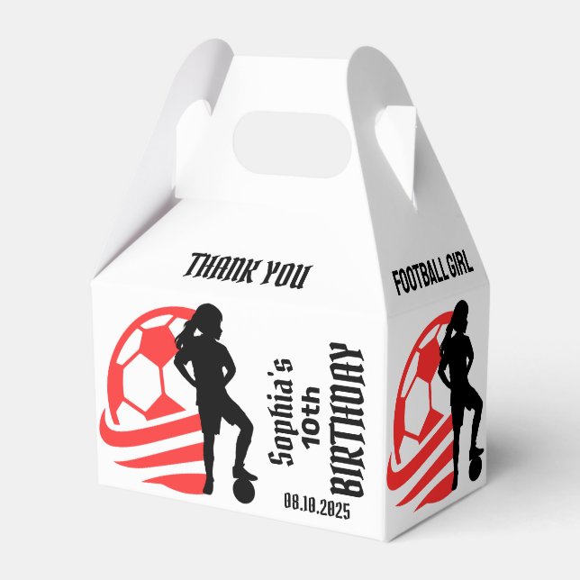 Football Player Girl, Football Girl Team Favor Box (Front Side)