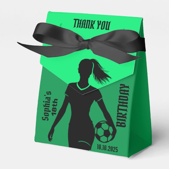 Football Player Girl, Football Girl Team Favor Boxes (Front Side)