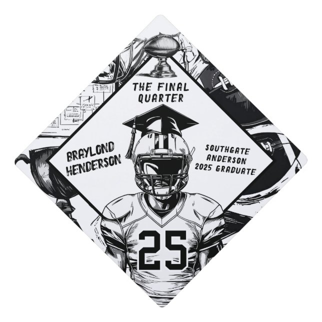 Football Player Graduation Cap Topper (Front)