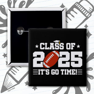 Football Player Graduation Class of 2025 Senior Button