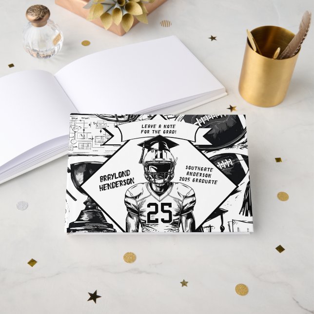 Football Player Graduation Guest Book (Front Open)