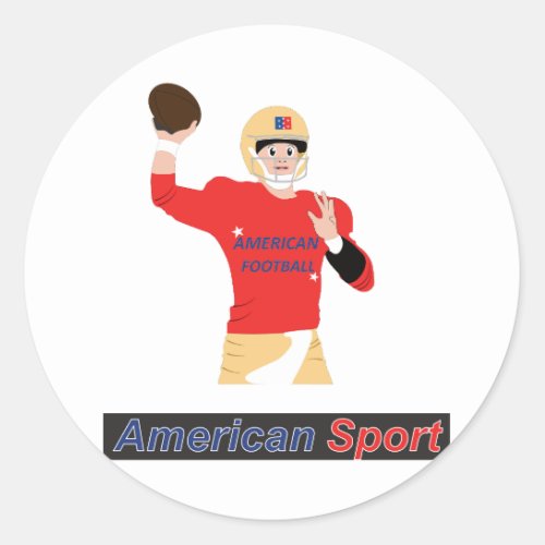 Football player in action with ball in hand classic round sticker