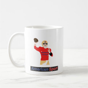 Football player in action with ball in hand coffee mug