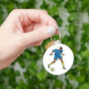 Football Player In Blue Keychain