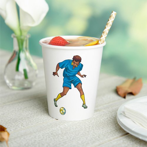 Football Player In Blue Paper Cups