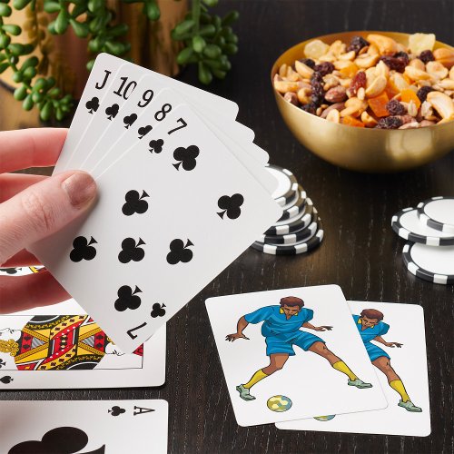 Football Player In Blue Playing Cards