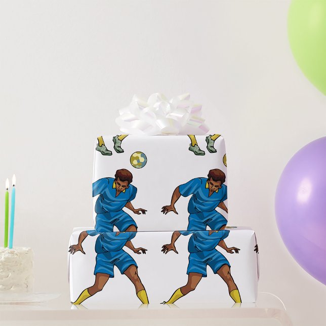 Football Player In Blue Wrapping Paper (Creator Uploaded)