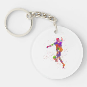 Football player in watercolor keychain