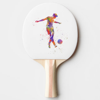 Football player in watercolor ping pong paddle