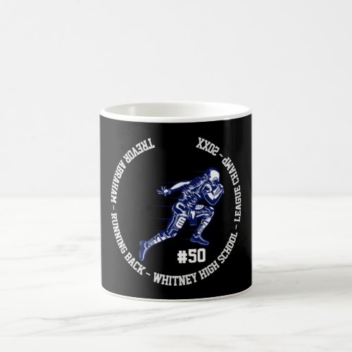 Football Player League Champ Black Blue Coffee Mug